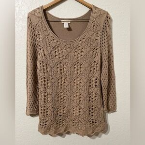 ❄️ ⛄️ Christina all knit brown sweater with long sleeves size large
